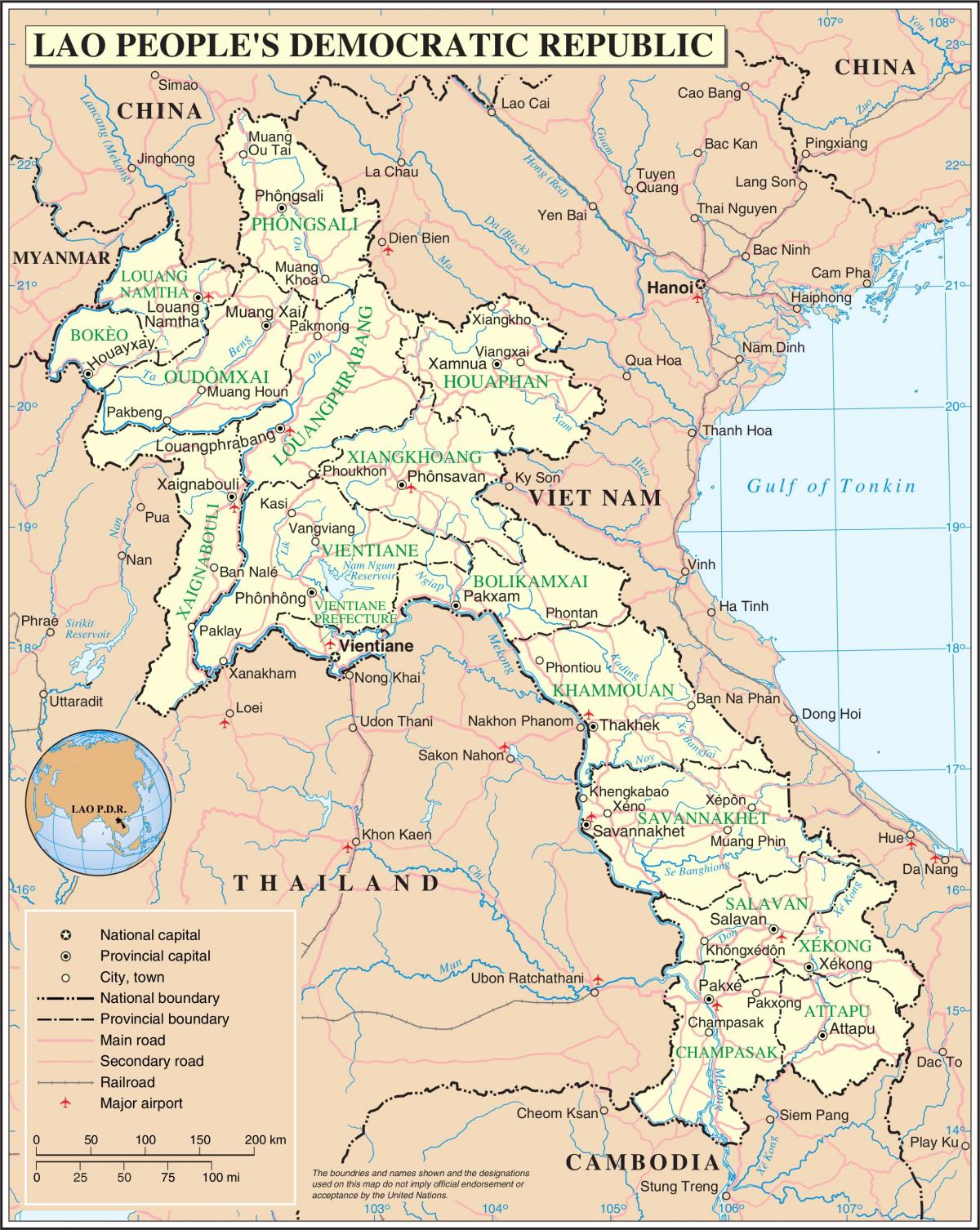 Mapa de laos estrada