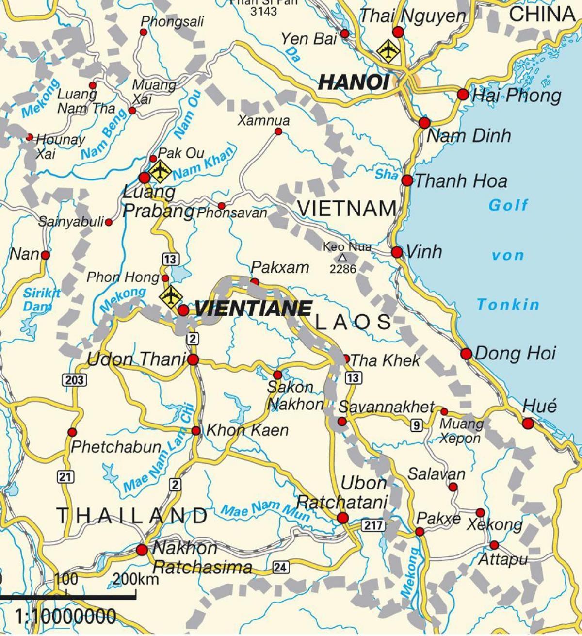 aeroportos en laos mapa