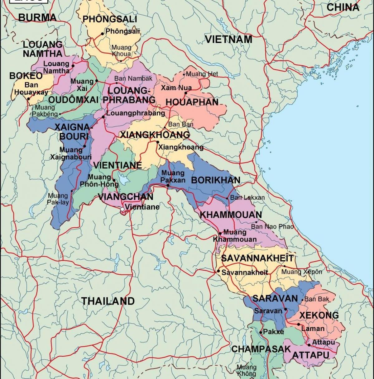 laos mapa político