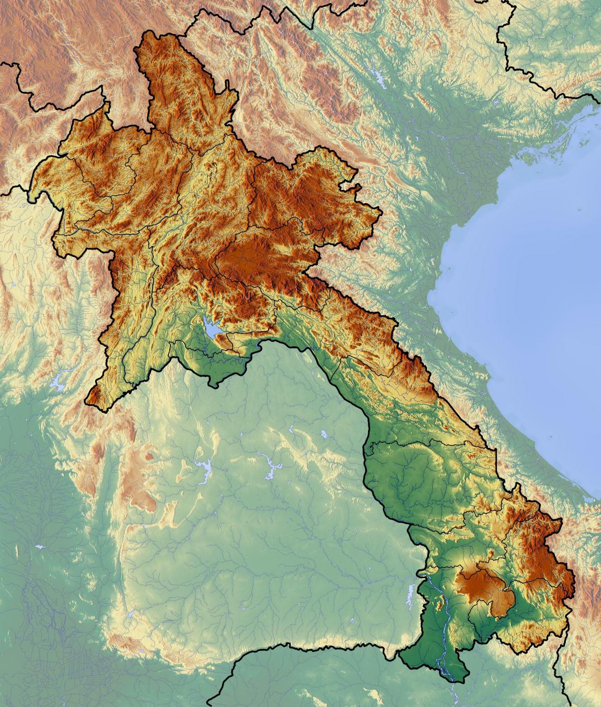 Mapa topográfico de laos
