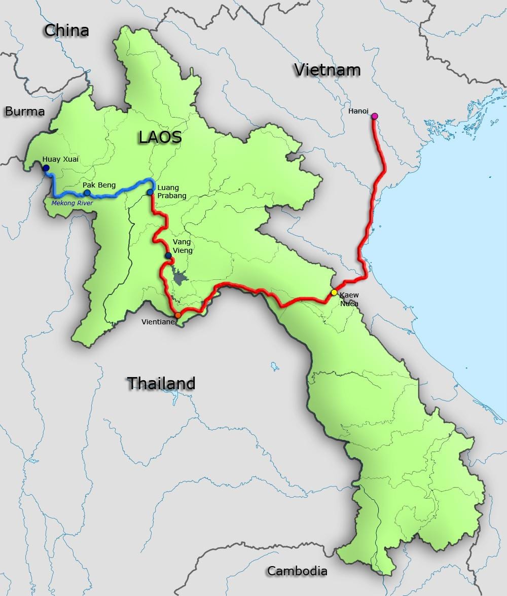 río mekong no laos mapa