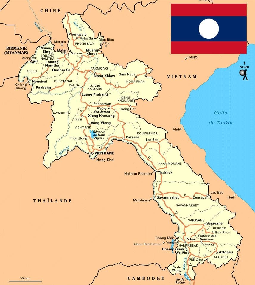 Mapa do sur de laos
