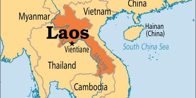 Laos país no mapa do mundo