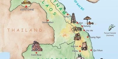 Laos atraccións mapa