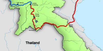 Río Mekong no laos mapa
